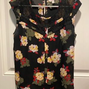 Candie's Black Lace Floral Sleeveless Blouse